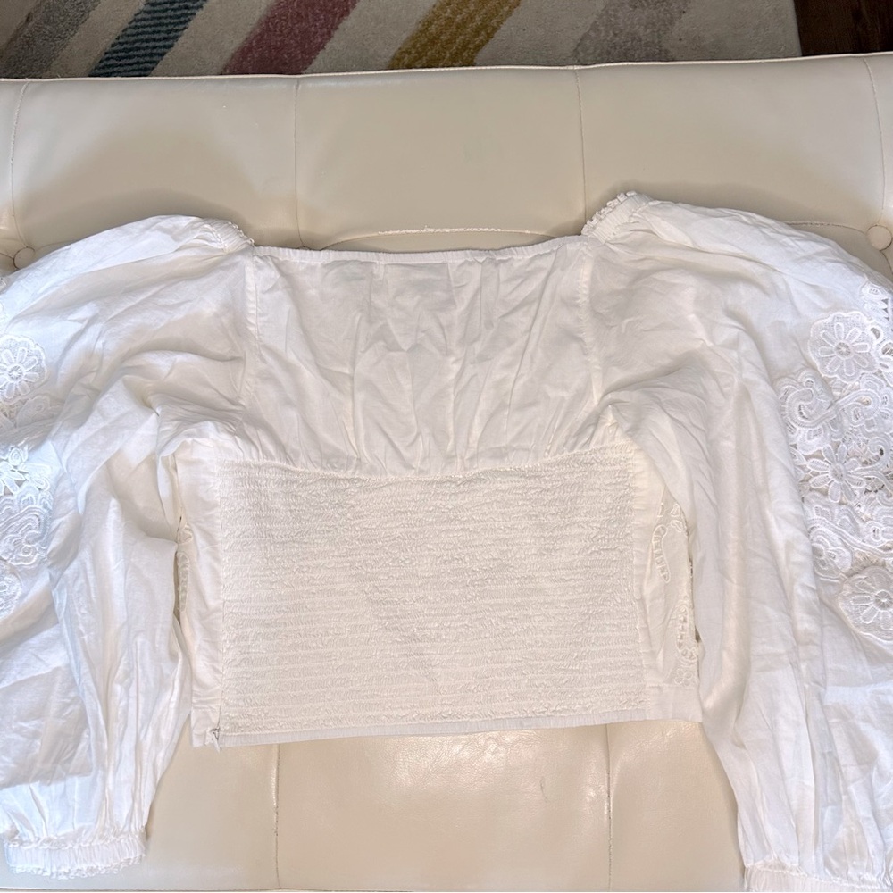 Farm Rio Crop White Peasant Blouse - Picture 12 of 12
